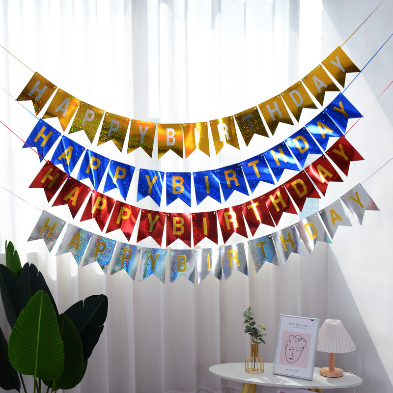 Dây treo chữ Happy Birthday đuôi cá bằng giấy B019 , trang trí sinh nhật