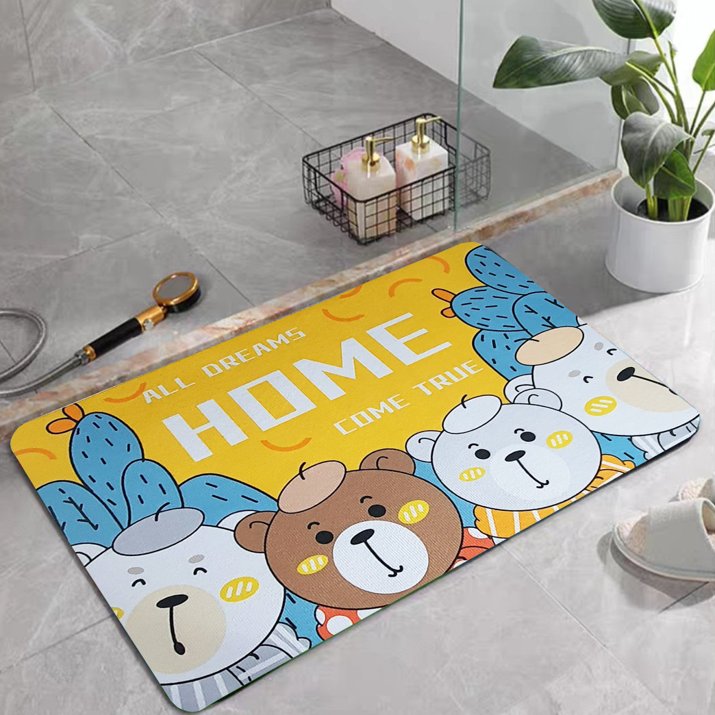 Thảm lau chân, thảm chùi chân nhà tắm hút nước, chống trơn trượt kích thước 60x40cm dễ giặt sạch đa họa tiết và tiện lợi