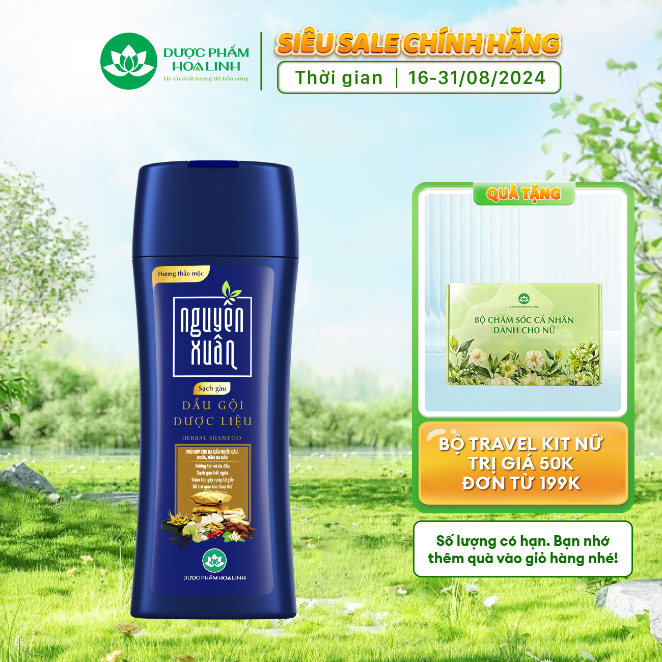 Dầu gội Dược liệu Nguyên Xuân Sạch Gàu 200ml - Dành cho tóc gàu ngứa