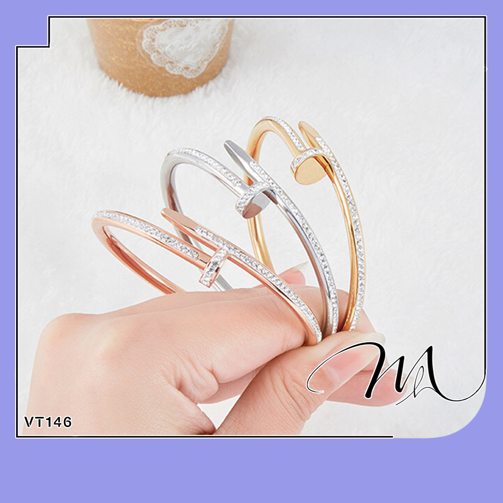 Vòng tay nam nữ unisex Titan hình cây đinh đính đá trắng cá tính - Măng’s House VT146