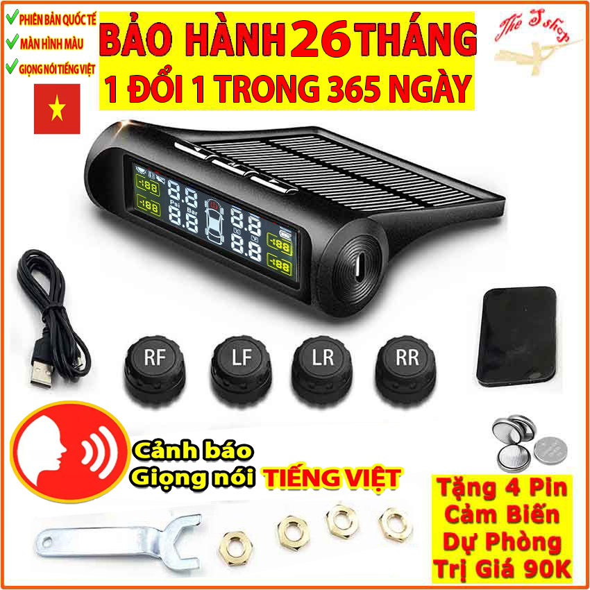 Cảm Biến Áp Suất Lốp TPMS Màn Hình Màu, pin năng lượng mặt trời, hệ thống van cảm biến ngoài, kết nối không dây, cảm biến có chíp chống nước IP67, Bảo hành siêu cấp 1 đổi 1 trong 30 ngày - LaKaDo