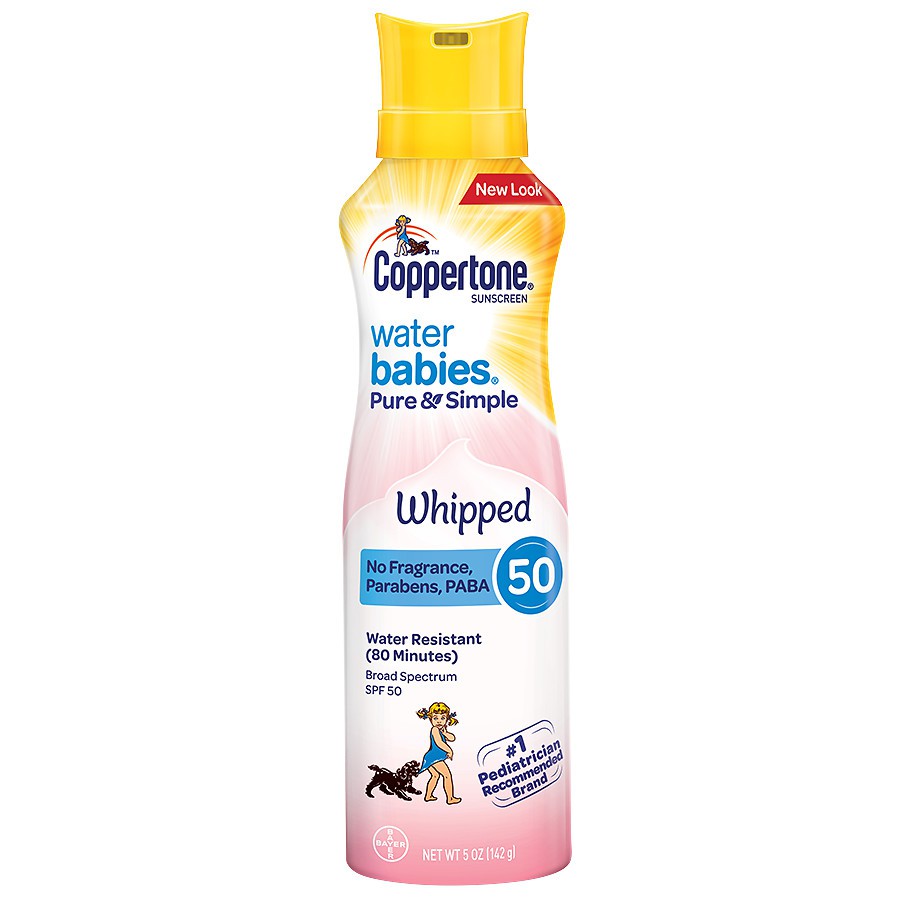 Bình xịt chống nắng cho trẻ nhỏ Coppertone Water Babies Pure & Simple Whipped Sunscreen Lotion SPF 50 142g