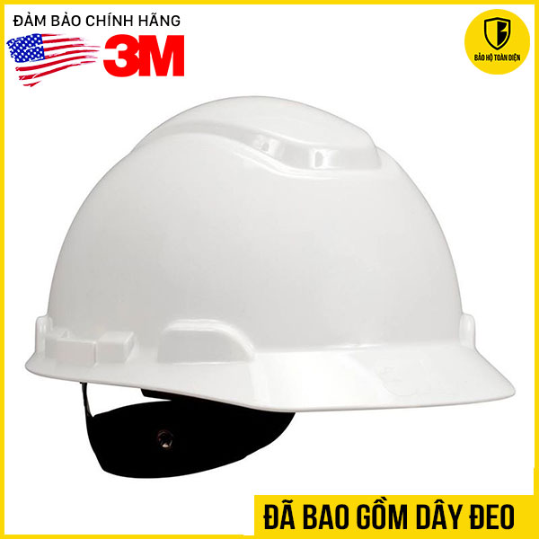 Nón bảo hộ lao động 3m h701r, không lỗ. mũ bảo hộ cao cấp nhựa hdpe có núm vặn, cách điện 20kv