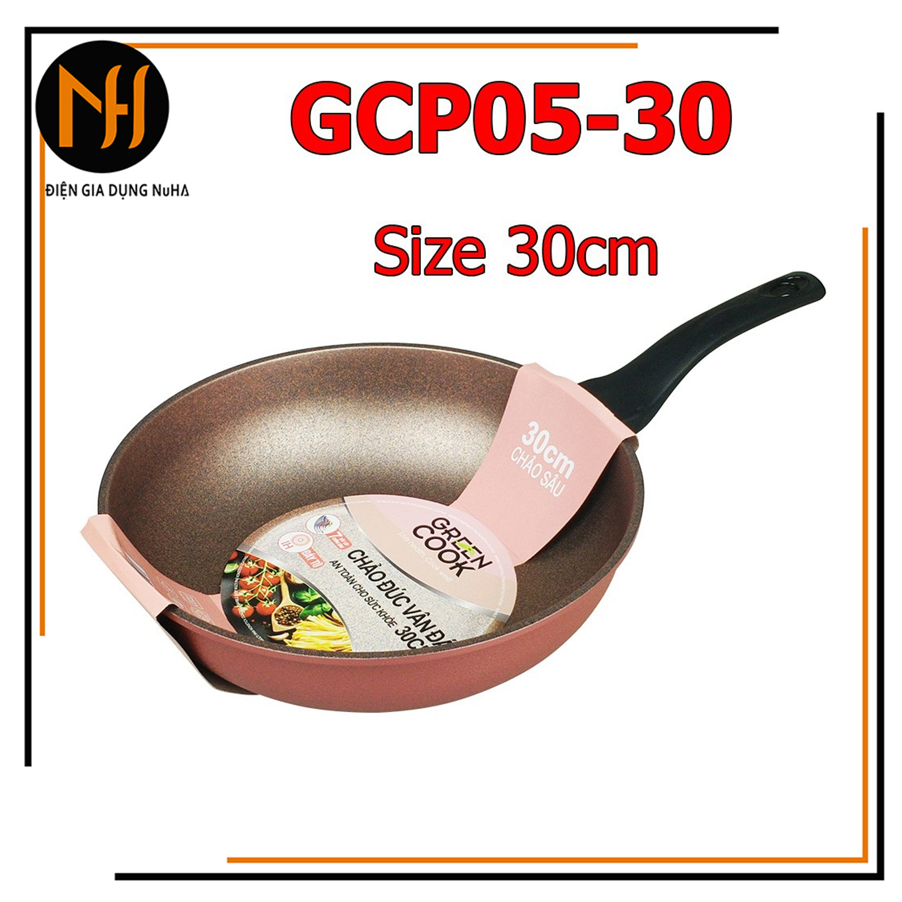Chảo chống dính đúc vân đá đáy từ dày 7 lớp Green cook CGP05-30 size 30cm siêu dày đẹp