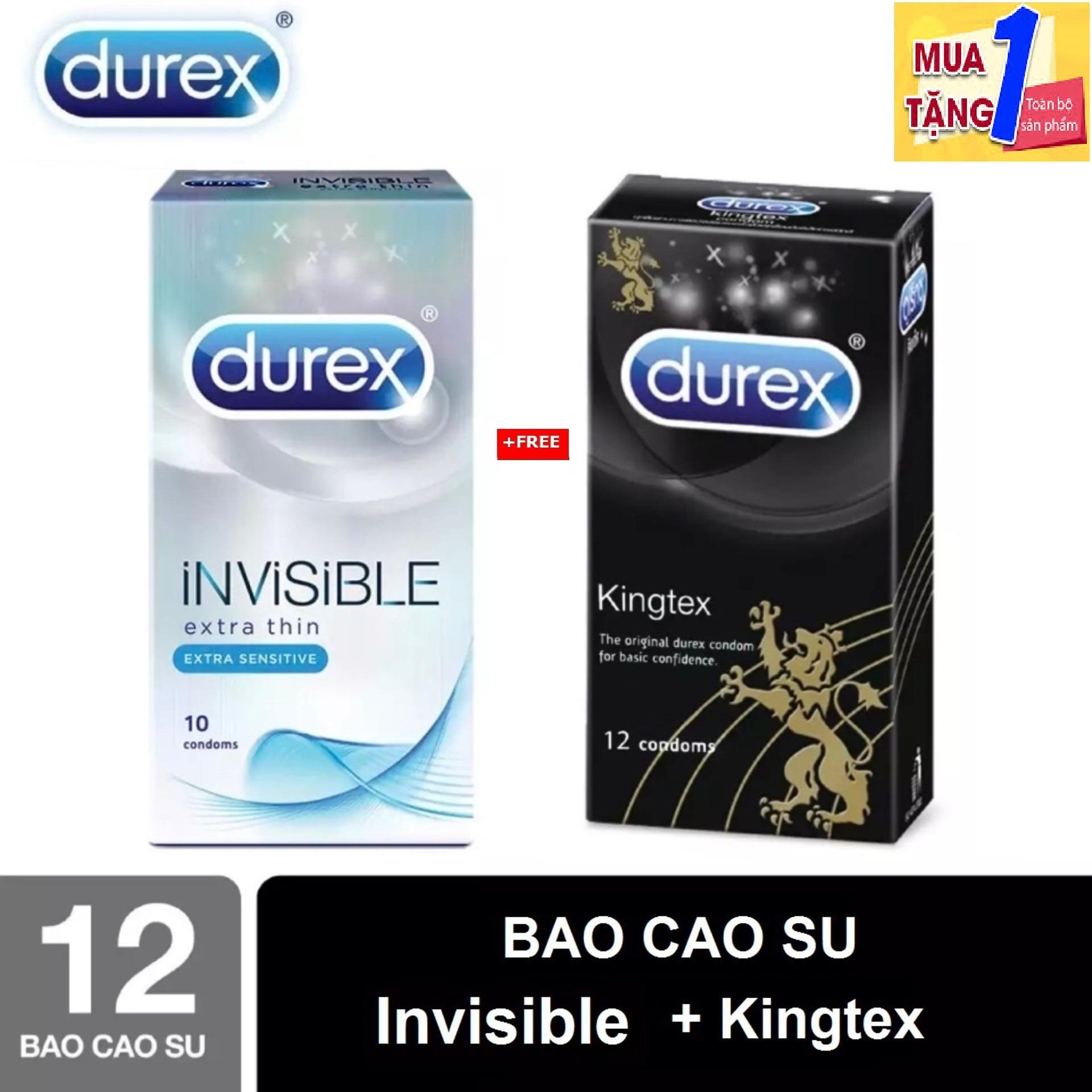 [HCM]MUA 1 TẶNG 1 Bao Cao Su Durex Invisible Extra Thin cực siêu mỏng + Durex Kingtex size cỡ nhỏ [che tên sản phẩm]