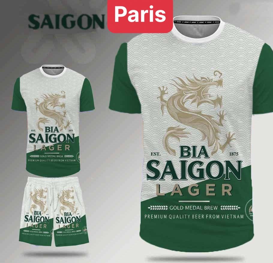 Đồ bộ in nhiệt quần áo bóng đá bia mùa hè nam nữ unisex phong cách cao cấp - Paris Fashion