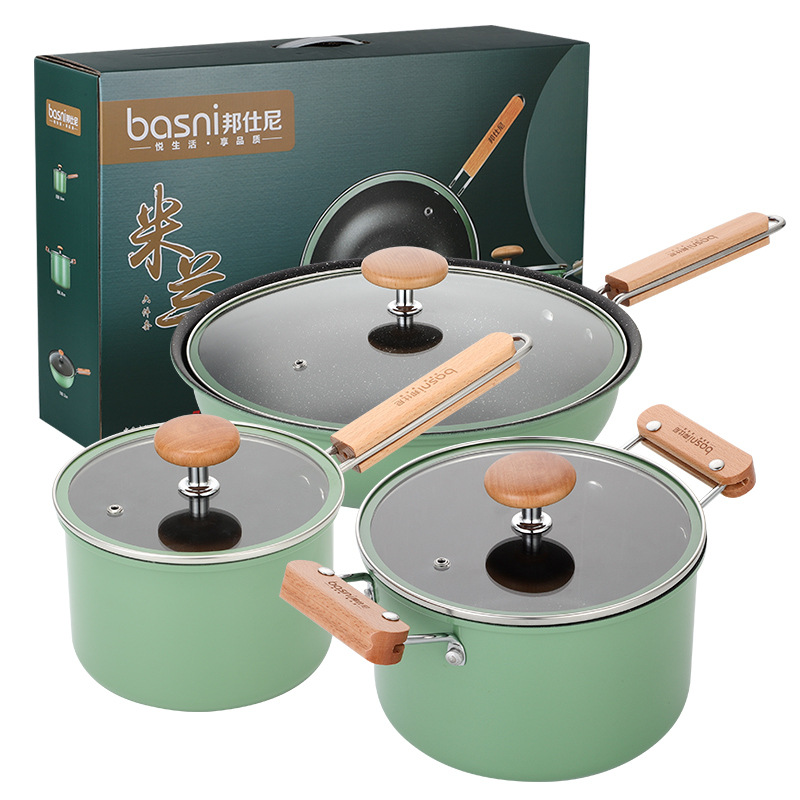 Bộ nồi chảo chống dính đáy từ đa năng basni bsn-6063