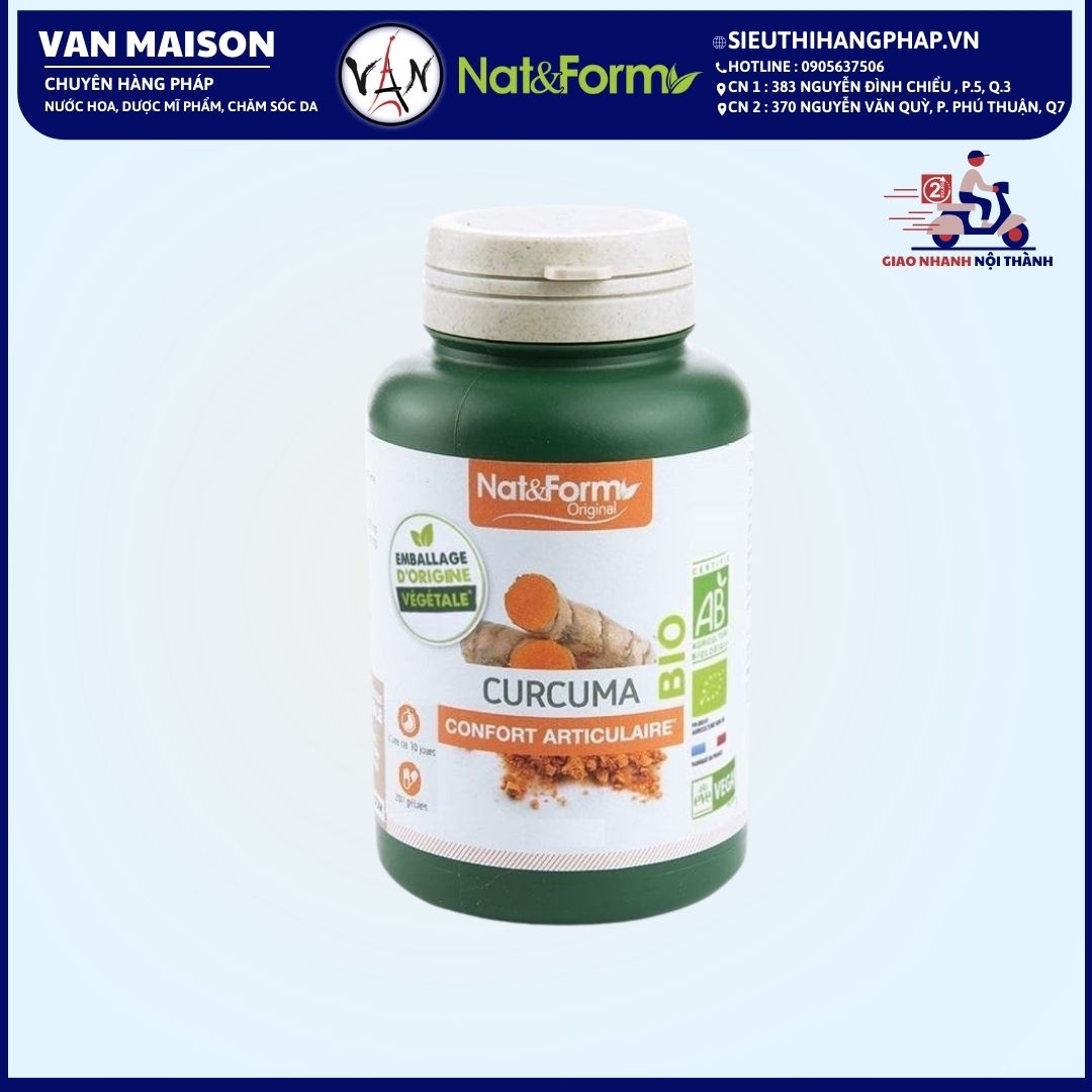 Viên uống tinh bột nghệ curcuma bio nat & form tăng cường sức khỏe , đẹp da 200v
