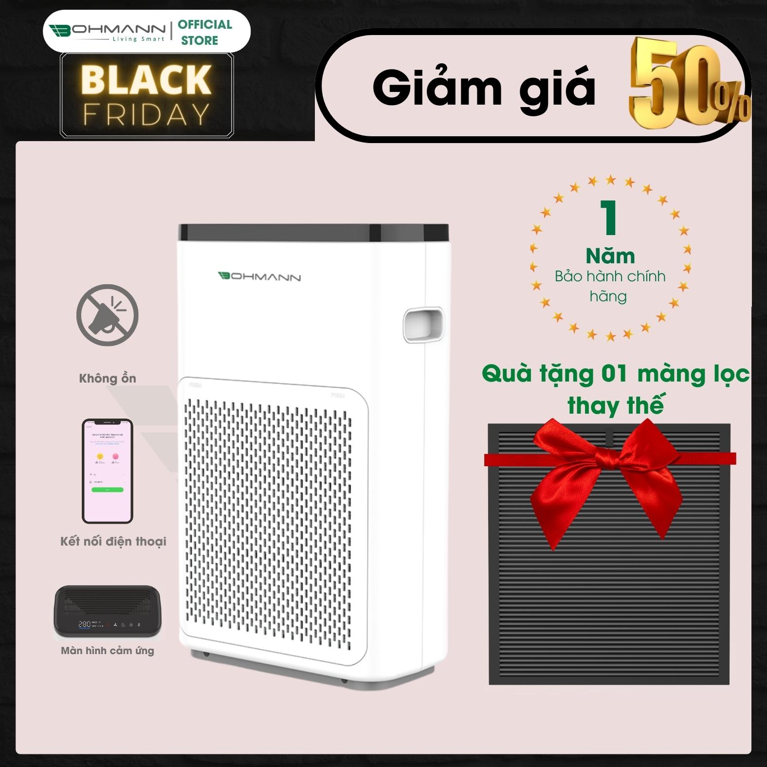 Máy lọc không khí, khử mùi, kết nối wifi bohmann b501 - hàng chính hãng