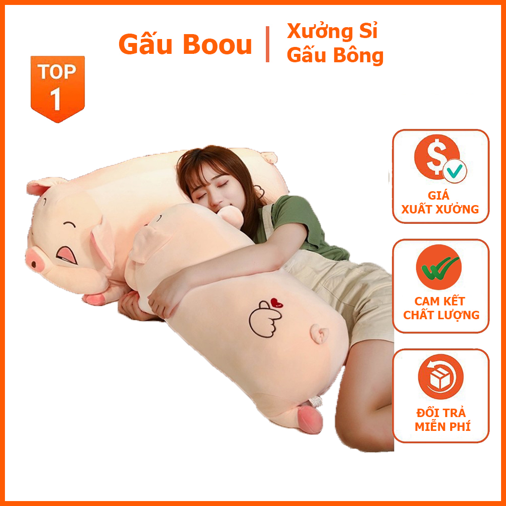 _ Gấu bông thú nhồi bông heo mắt híp khổng lồ chất liệu bông gòn cao cấp Size 45 -110 cm, Gấu bông thú nhồi bông chất lượng cao, gấu bông cute mắt híp chất lượng cao - Gấu Boou