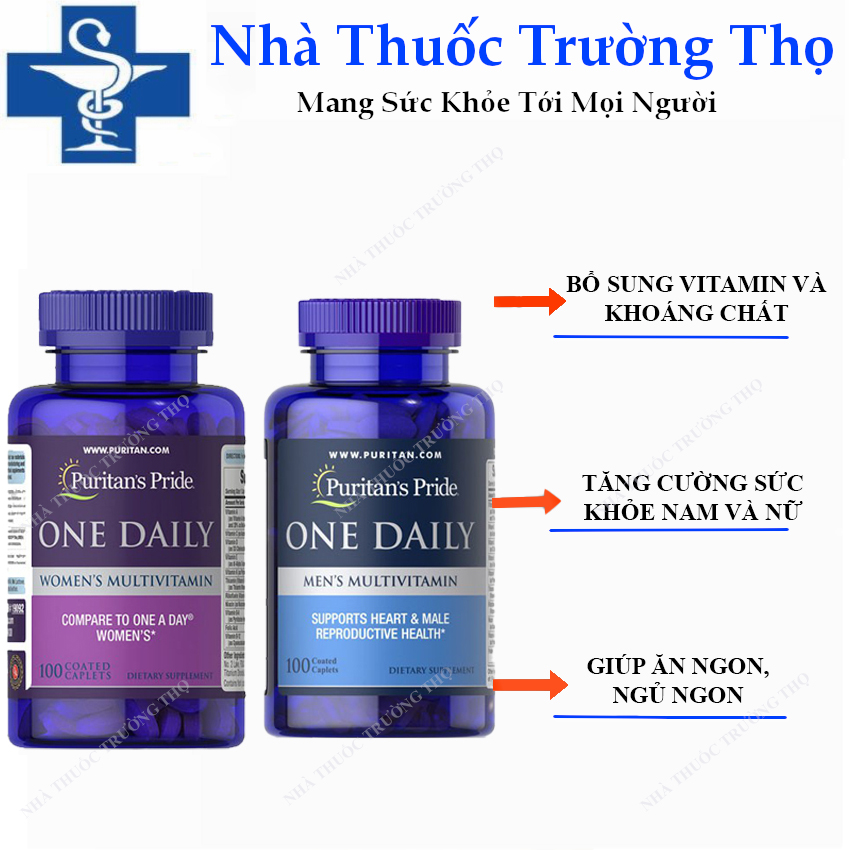 Vitamin tổng hợp và khoáng chất cho nam và nữ one daily men/women Multivitamin Puritan's Pride 100 viên của Mỹ