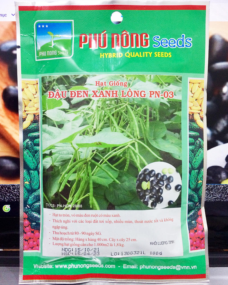 Hạt giống đậu đen xanh lòng Phú Nông - Gói 100gr và 1kg -hàng công ty chất lượng tốt
