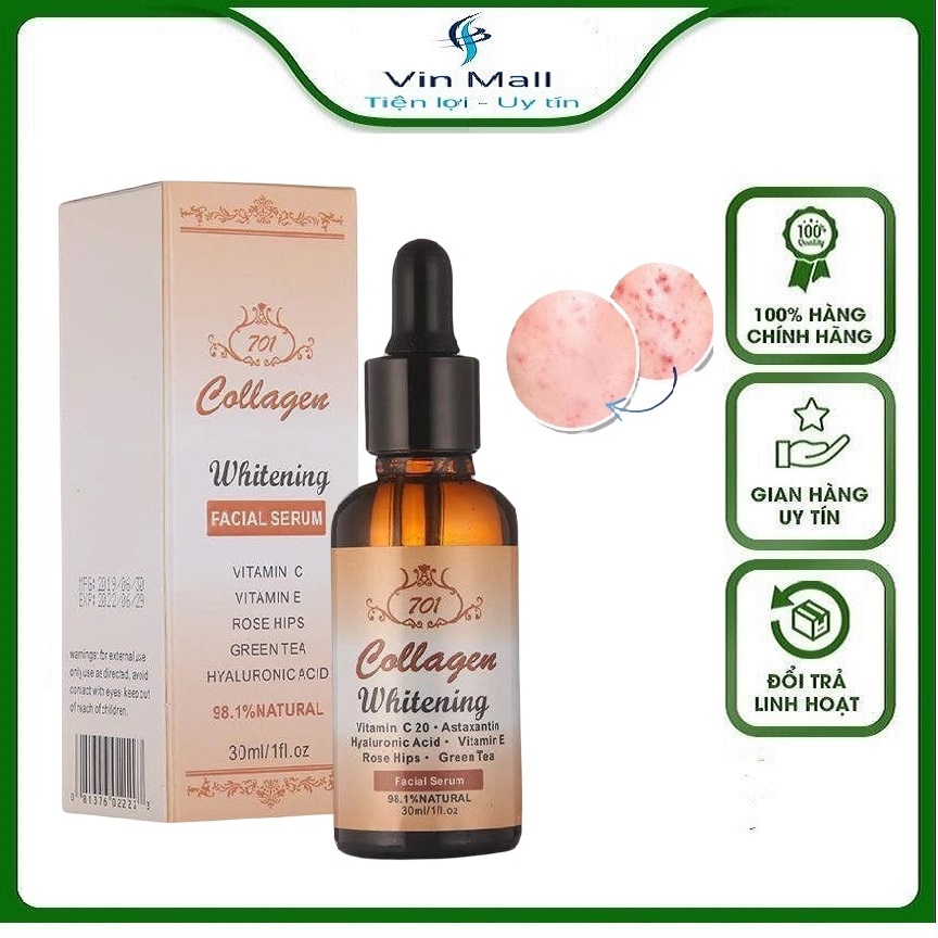 Serum dưỡng trắng da collagen 701 whitening 50m indonesia - mẫu mới