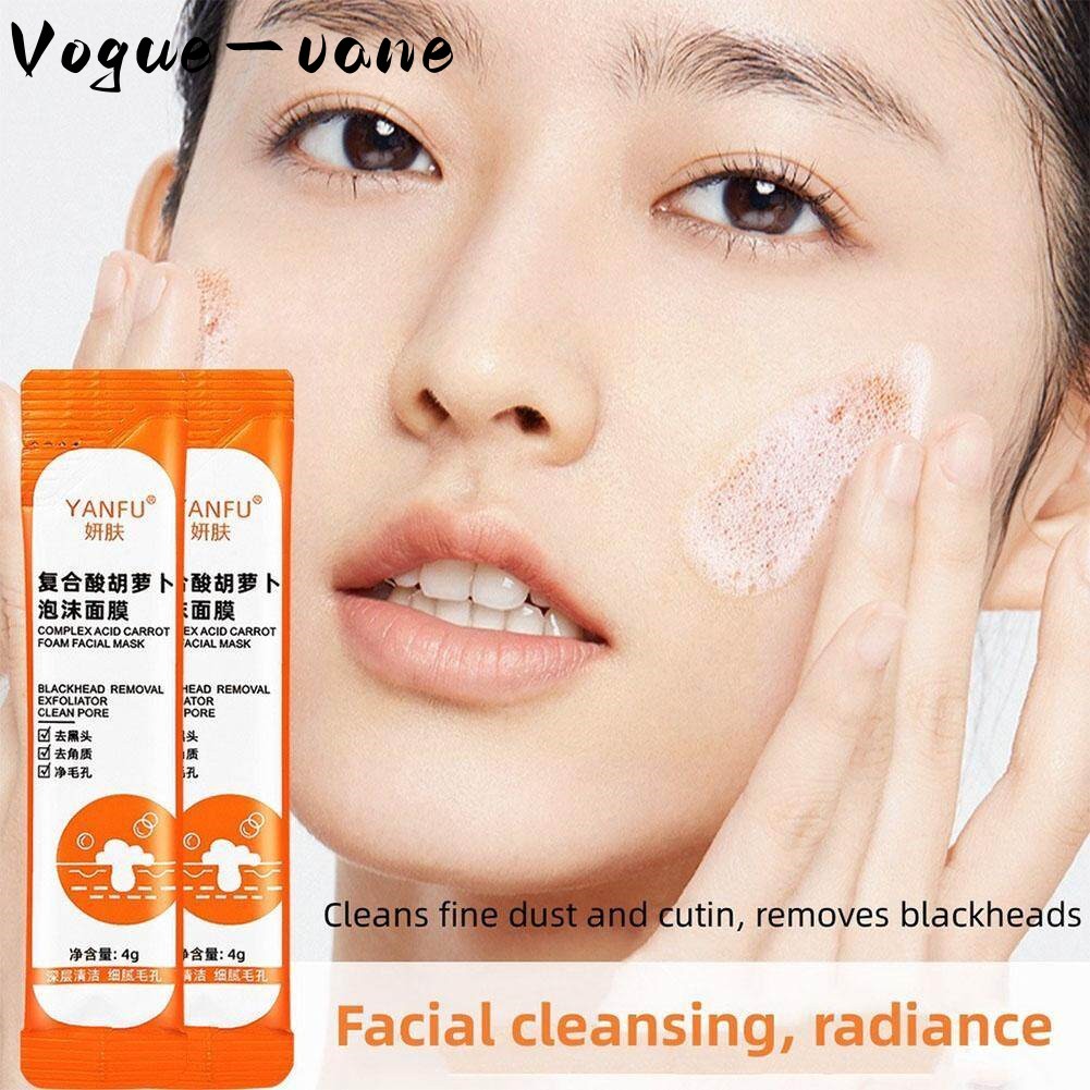 12PCS/Box Mặt Nạ Sủi Bọt Cà Rốt Thải Độc Sạch Mụn, Mặt Nạ Cà Rốt Sủi Bọt Se Khít Lỗ Chân Lông, Mặt Nạ Sủi Bọt Hút Dầu Sáng Mịn Da