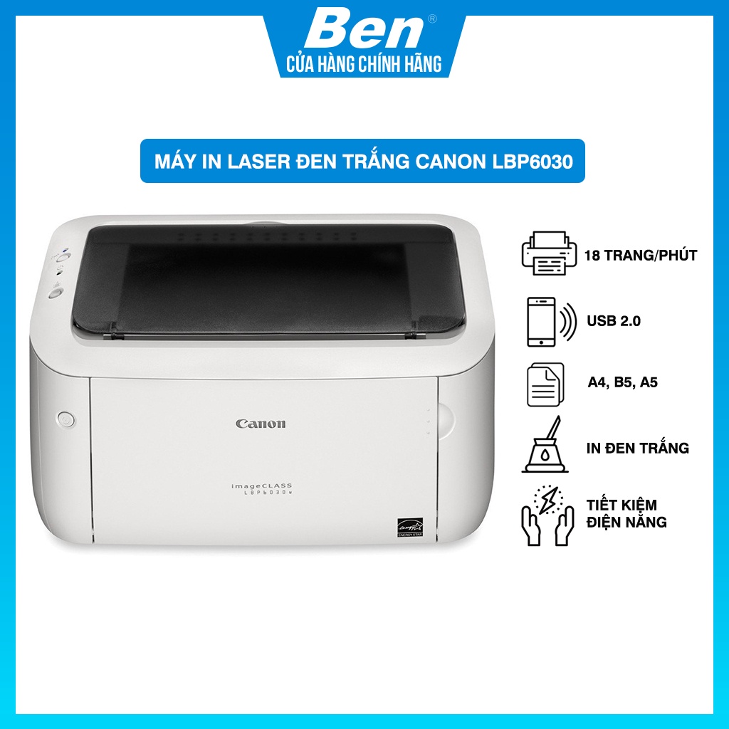 Máy in canon laser lbp 6030 và 6030w in wifi đen trắng - hàng chính hãng bh 12t