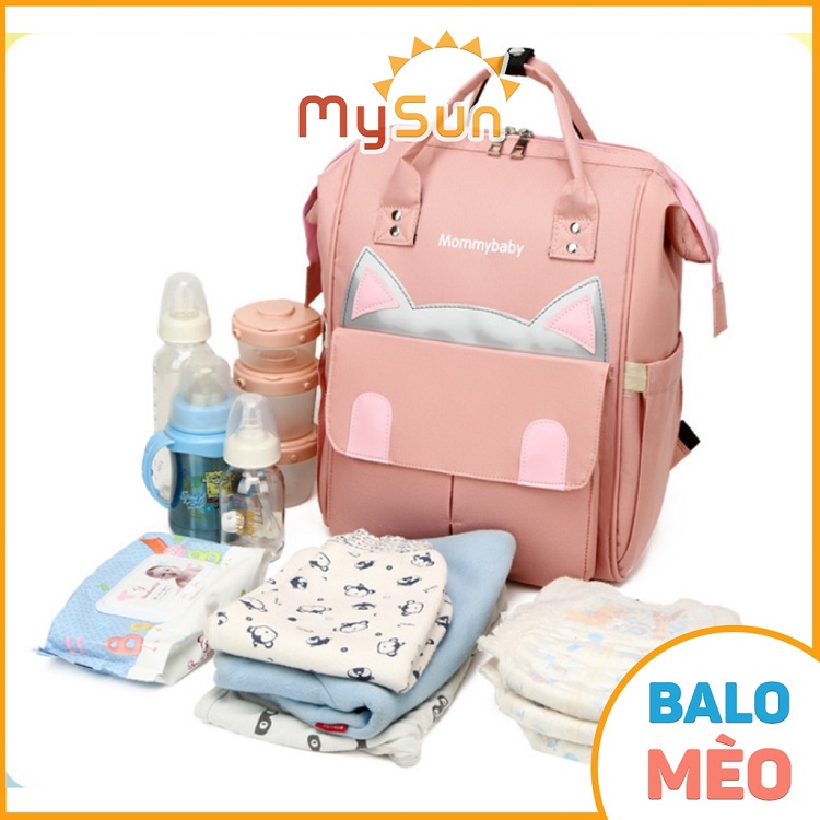 Balo túi đựng đồ BỈM SỮA đa năng cho mẹ và em bé sơ sinh mẫu Mèo Yêu
