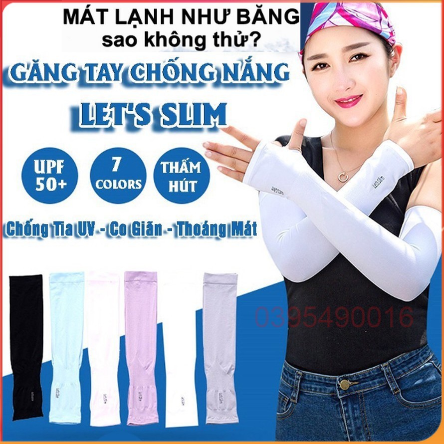 [Hàng Loại Xịn] Găng tay chống nắng let's slim bao ống dài tay xỏ ngón đi phượt thể thao vải thun thời trang cho nam nữ