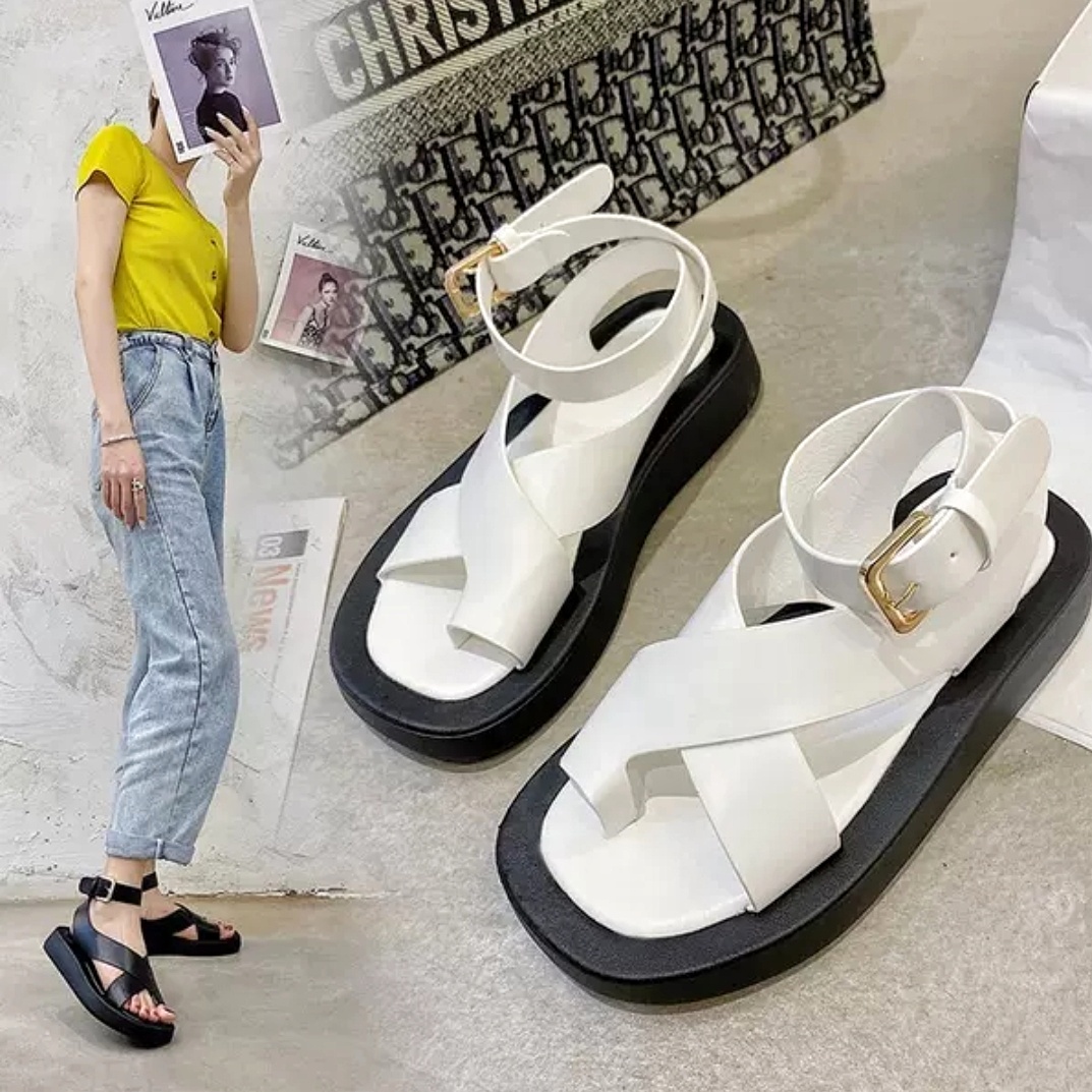 Giày sandal nữ xỏ ngón JS003 phong cách Hàn Quốc - đế cao 4cm