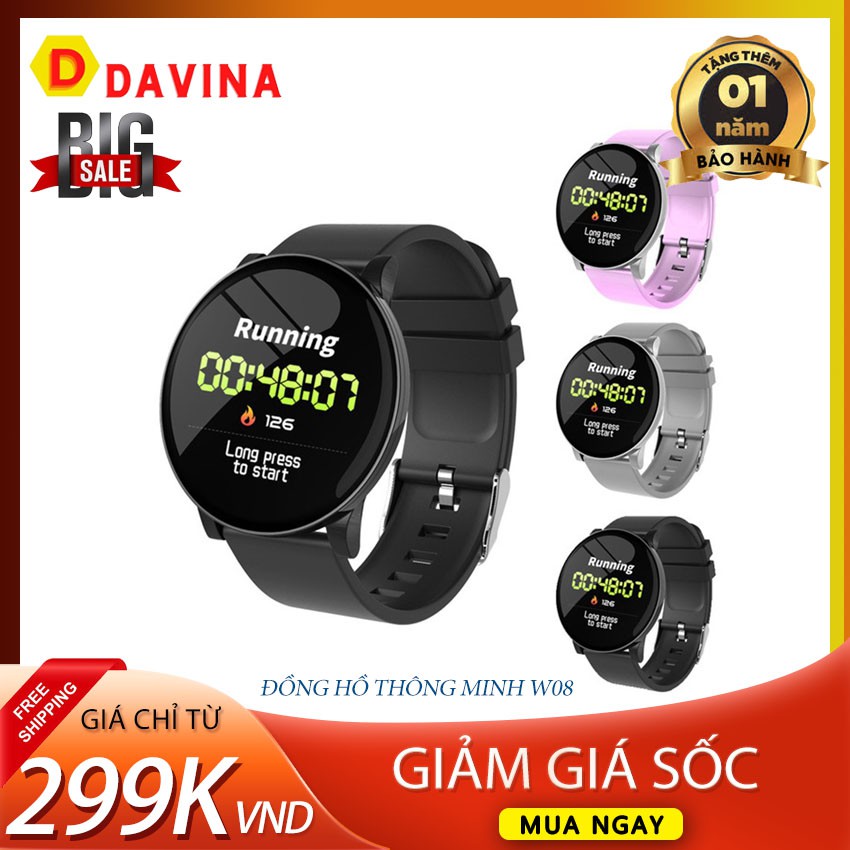 Đồng hồ thông minh W8 theo dõi sức khoẻ - hỗ trợ văn bản -Davina- Free ship đơn hàng từ 250k