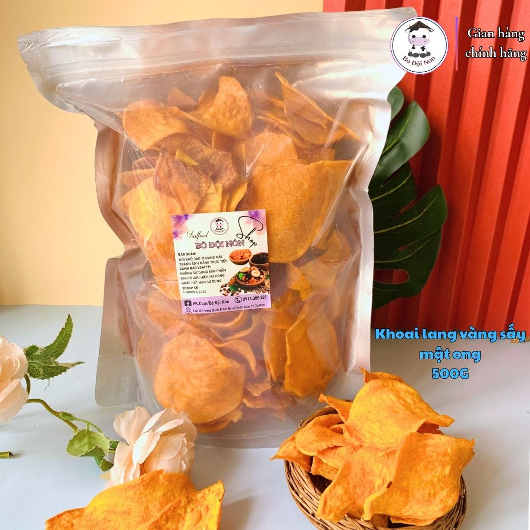 500g Khoai Lang Vàng Sấy Tẩm Mật Ong Bò Đội Nón