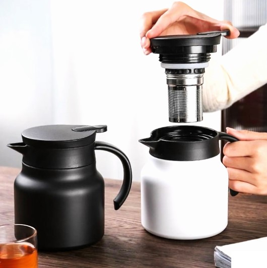 Ấm giữ nhiệt pha trà inox có lõi lọc 1000ml, giao màu ngẫu nhiên