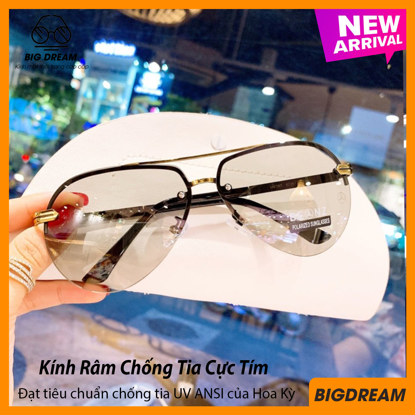 Mắt kính mát nam đổi màu dùng cả ngày và đêm tròng Polaroid chống tia UV - Kính mát nam đổi màu cao cấp BDMER767 - Tặng kèm hộp đựng và khăn lau