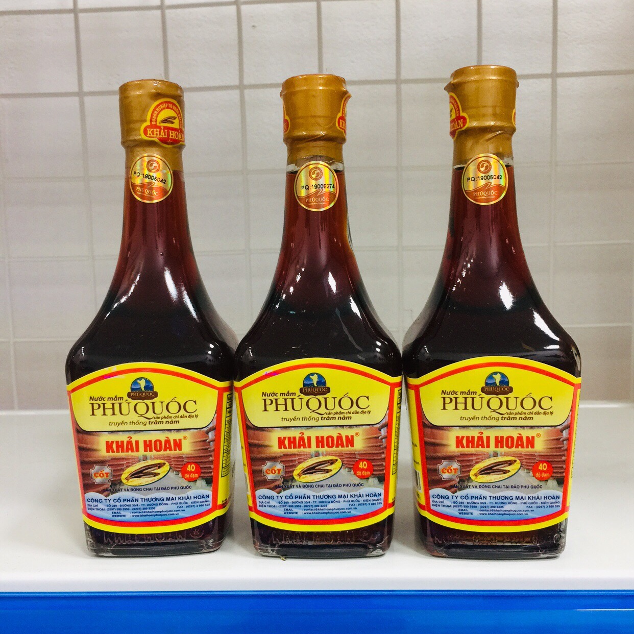 3 chai nước mắm Phú Quốc Khải Hoàn 40 độ đạm- 205ml