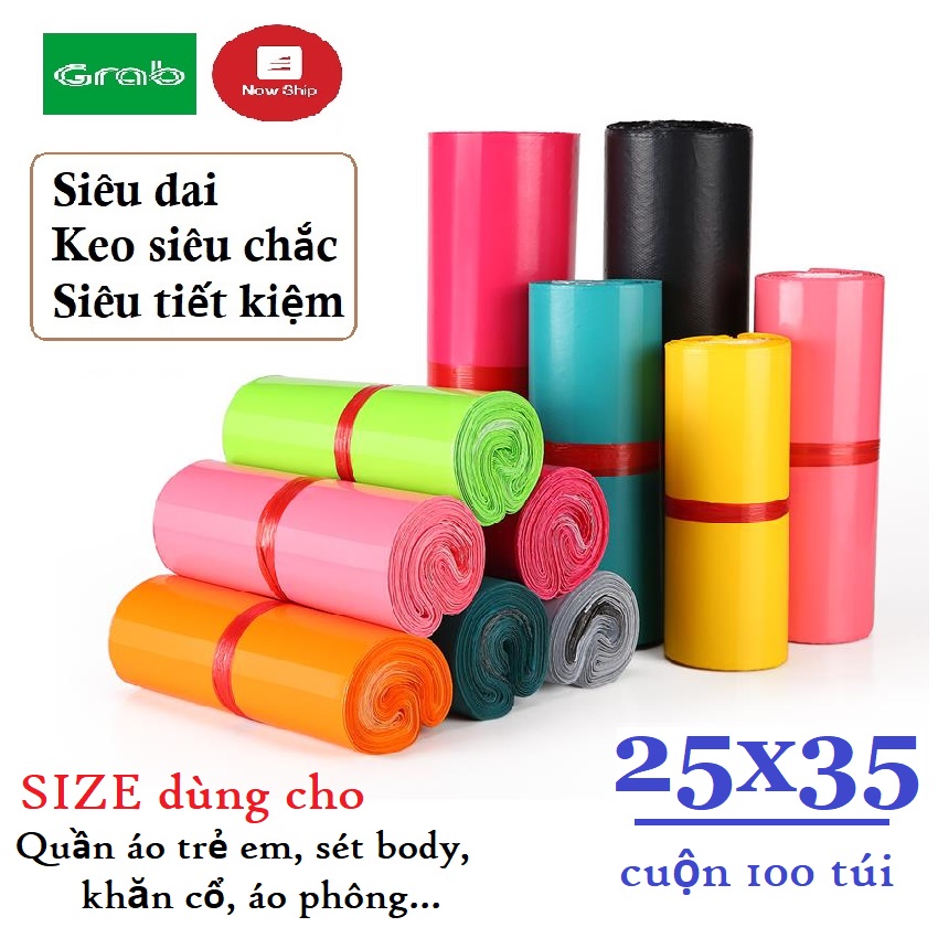 Cuộn 100 Túi Nilon Gói Hàng Niêm Phong Size 25x35cm - Keo Dán Chắc, Túi Siêu Dai, Chống Thấm Nước, Tiết Kiệm Thời Gian Gói Hàng - Túi gói hàng tự dính, túi niêm phong, túi chuyển phát nhanh - SALE OF 50% - CATALO