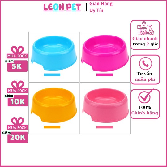 Leon Pet Store - chén nhựa đơn cho thú cưng thích hợp làm bát ăn cho chó mèo 4size