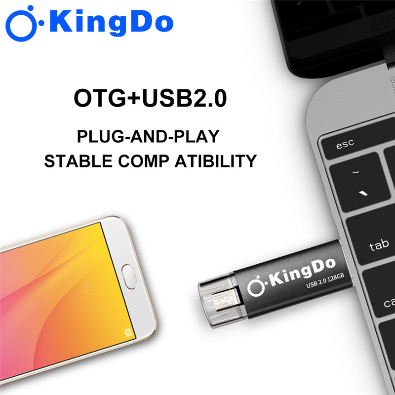 Kingdo usb flash drive 128gb / 64gb otg kim loại usb 3.0+ loại c pendrive stick