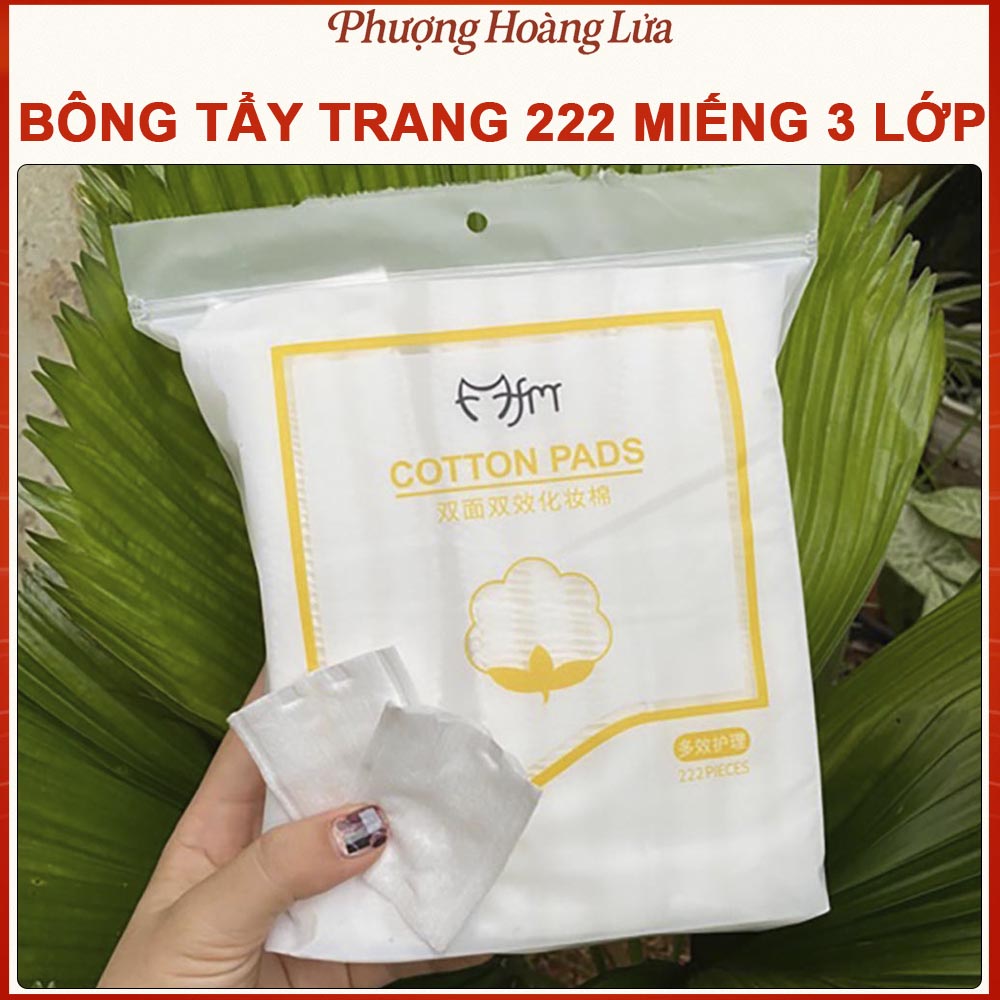 Bông tẩy trang 222 miếng 3 lớp FM COTTON PADS mềm mịn giúp làm sạch bụi bẩn và lớp trang điểm makeup