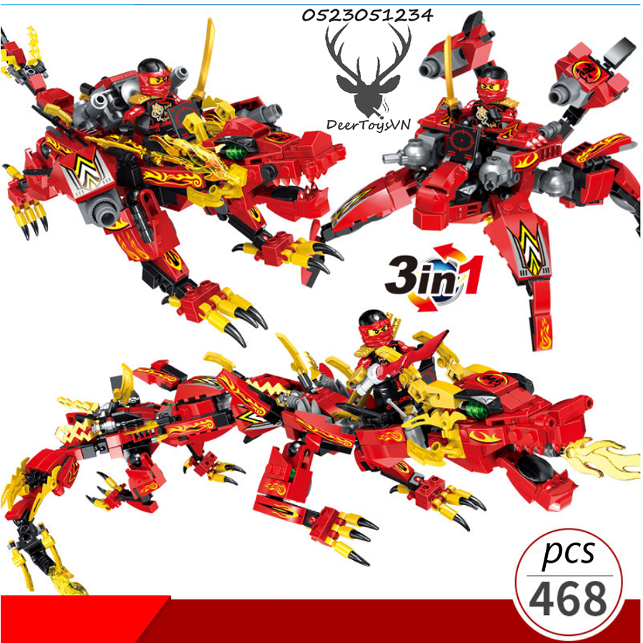 Bộ đồ chơi xếp hình ninja rồng cho bé ninja, lắp ghép rồng dragon