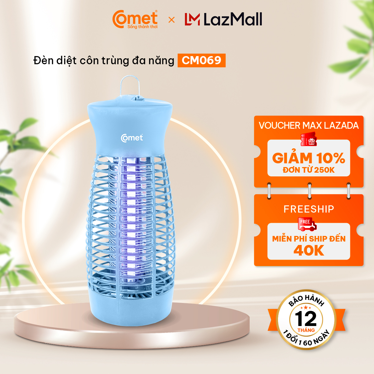 Đèn Diệt Côn Trùng 3W nhựa ABS quạt hút đèn hút muỗi ánh sáng tím - Hàng Chính Hãng