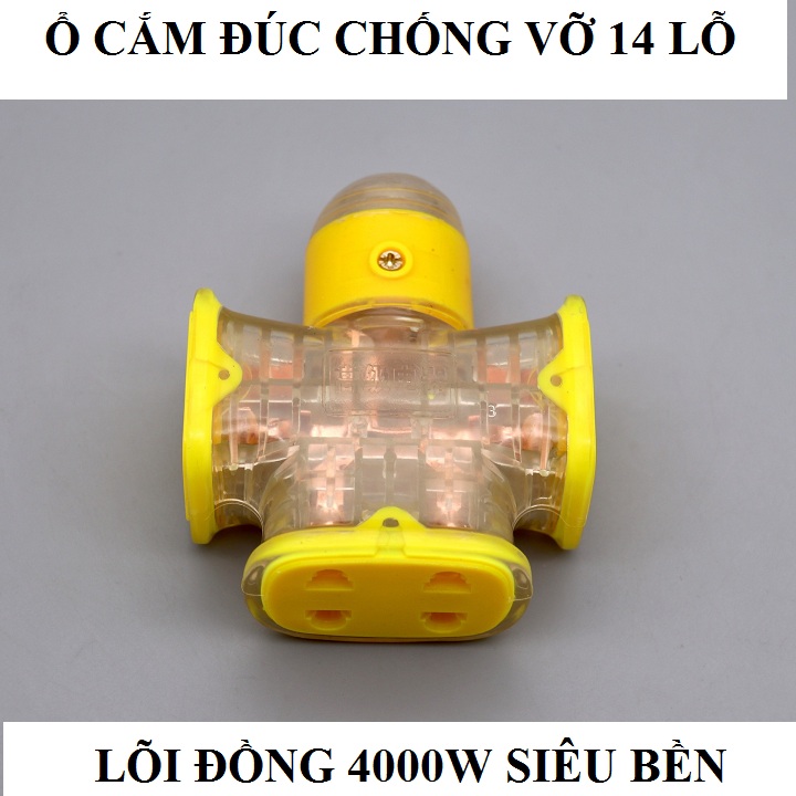 Ổ cắm đúc 14 lỗ trong suất 4000wat chống vỡ chống cháy nổ