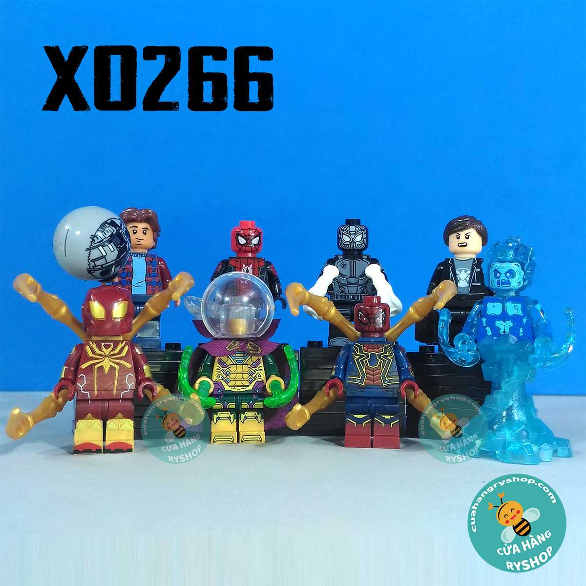 Non Lego Xếp hình siêu anh hùng người nhện Spider Man - Bộ 8 nhân vật - X0266