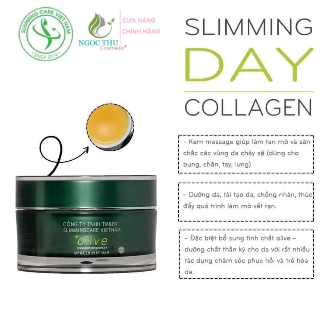 Kem tan mỡ slimming day collagen đánh tan mỡ thừa giảm mỡ bụng thon gọn eo rạn bụng hũ 200g