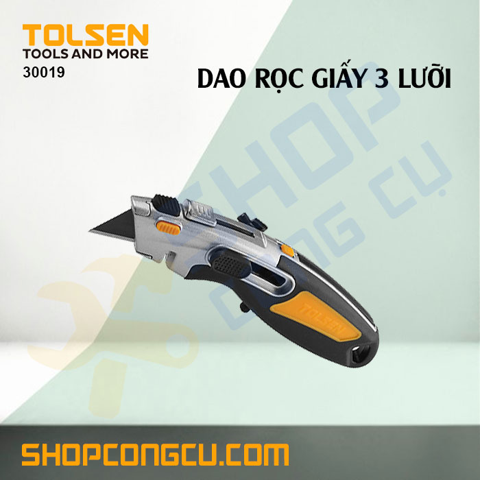 [HCM]Dao rọc giấy có khóa 3 lưỡi Tolsen 30019