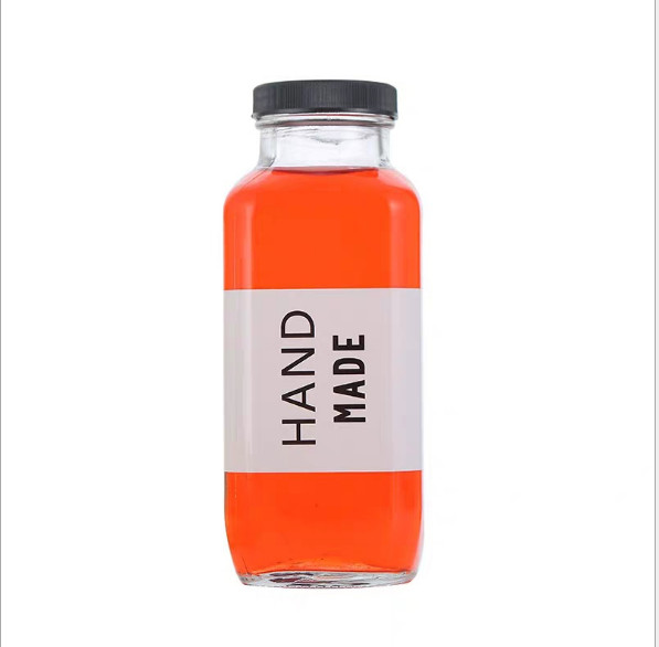 Chai thủy tinh vuông dáng CAO nắp nhựa đựng nước ép, detox, cafe 500ml