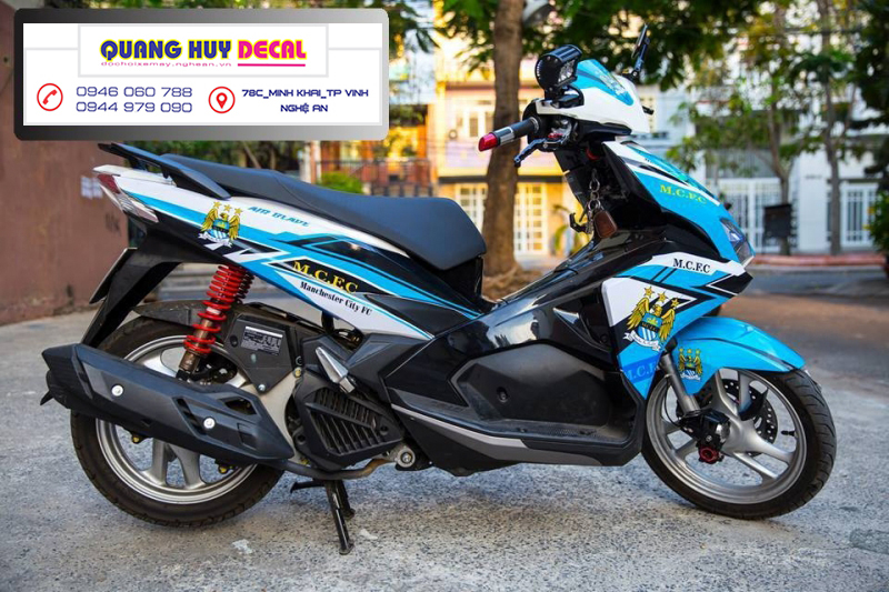 Tem trùm Air Blade trắng xanh ngọc manchester - Độ dán team trùm decal xe máy Air Blade trắng xanh ngọc manchester s - Team trùm decal xe máy Air Blade rẻ đẹp và chất