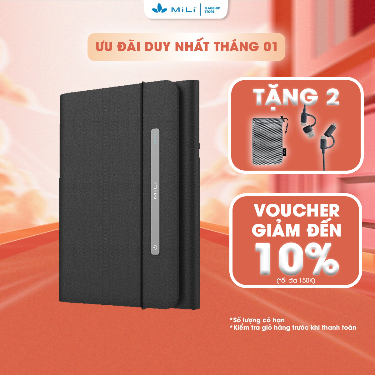 Sổ tay kiêm sạc dự phòng mili power notebook ii - hb-b30 - bảo hành chính hãng
