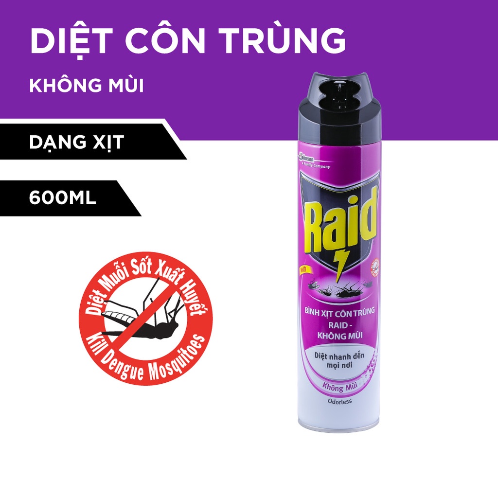 RAID Bình xịt côn trùng Không Mùi thoáng mát 520ml