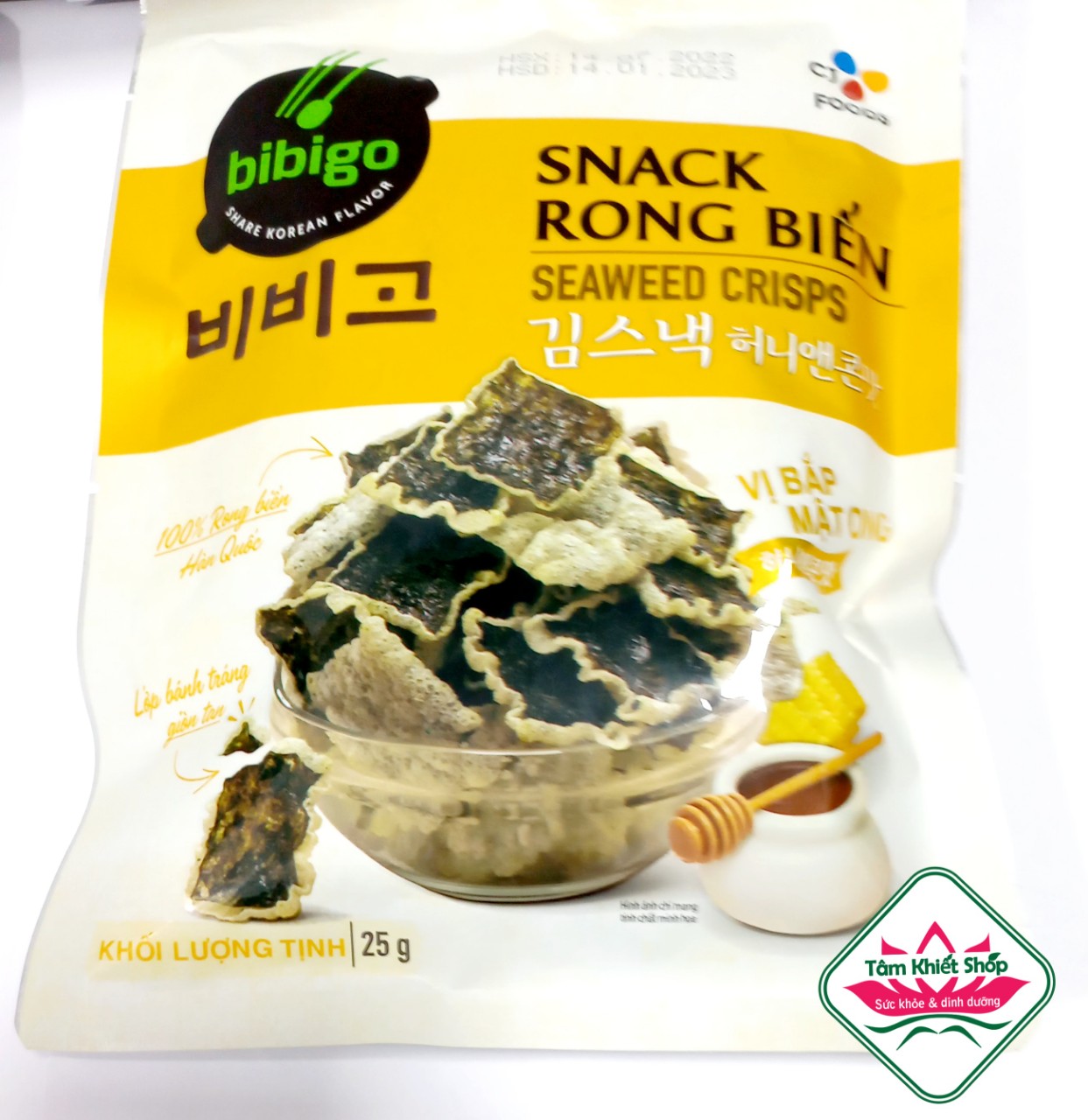 Snack Rong Biển Bibigo 25 gr 1 gói vị mật ong.hsd 5 2023