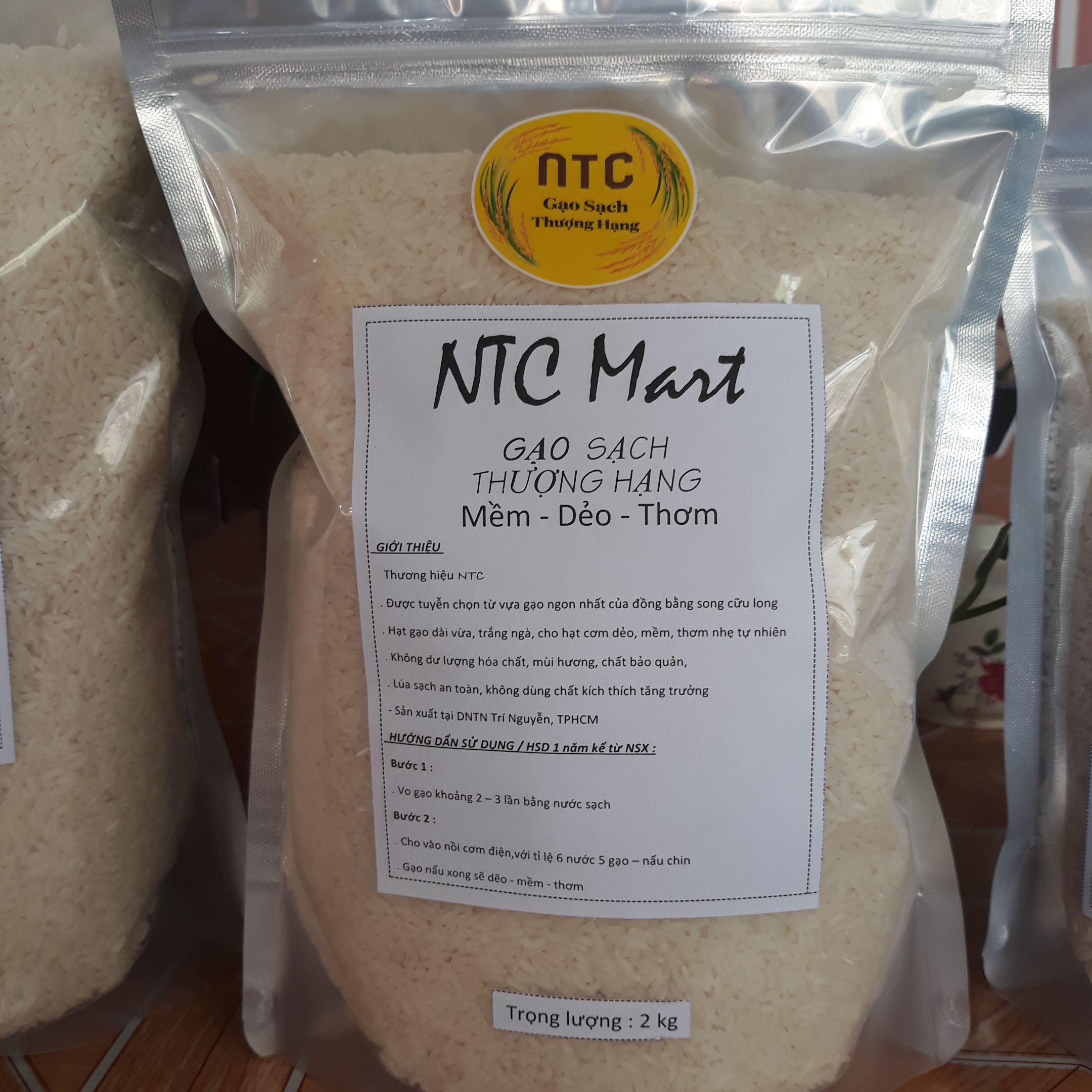 [HCM]Gạo ngon thượng hạng túi 2 kg