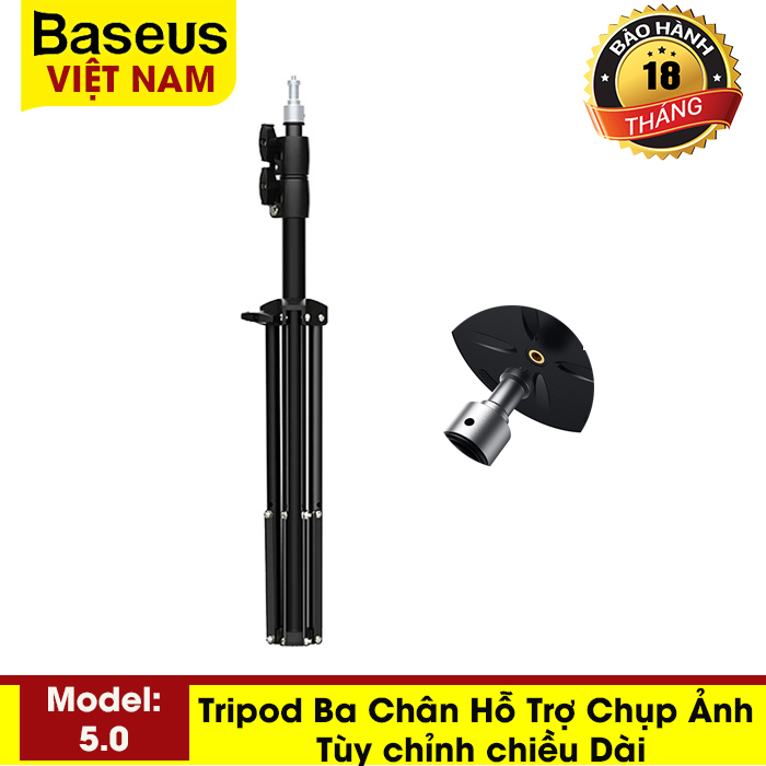 Tripod hỗ trợ chụp ảnh Baseus, 3 chân, tùy chỉnh chiều dài , phân phối chính hãng tại Baseus Việt Nam