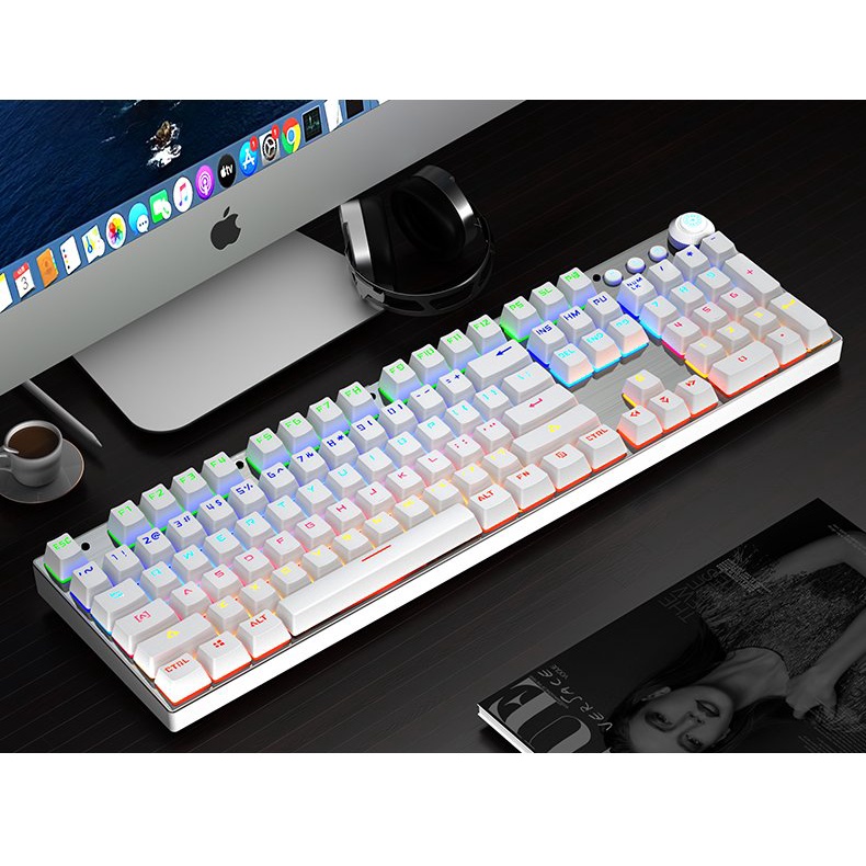 Bàn phím cơ Gaming Leaven K990 LED RGB chống nước chống bụi Blue Switch