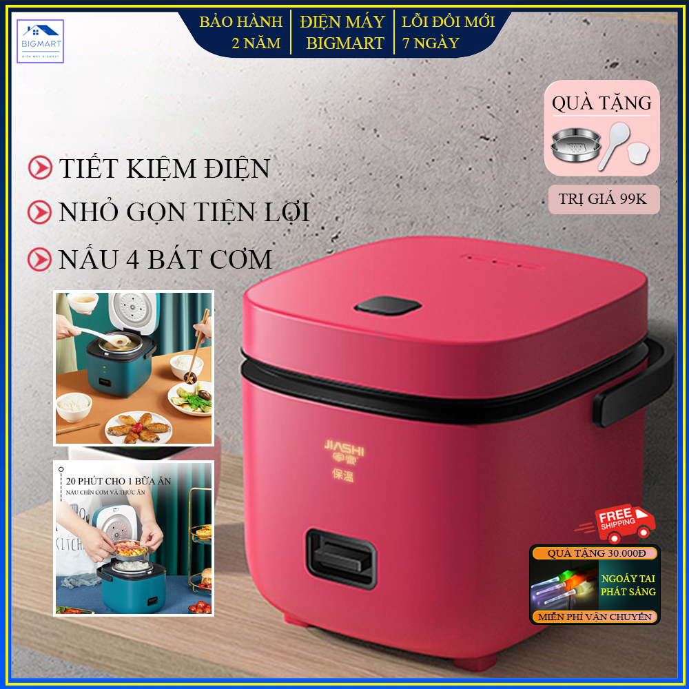 Nồi cơm điện mini dành cho cá nhân và gia đình nhỏ đa năng, dung tích 1.2L vừa nấu cơm vừa nấu thức ăn tiện lợi, bảo hành 2 năm
