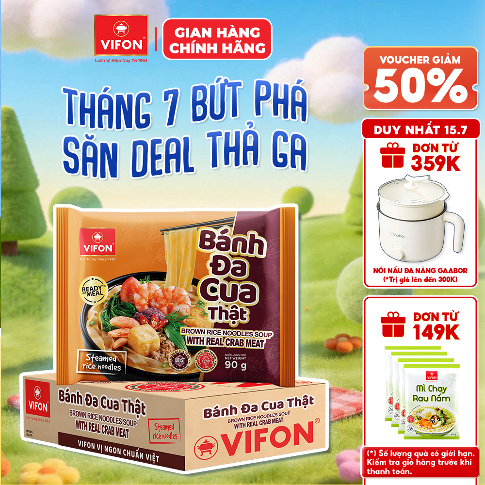 [SALE SỐC - HSD: T10.2026] Set 5 Gói/ Set 10 Gói/ Thùng 20 Gói Bánh Đa Cua Thật VIFON 90g Có Gói Riêu Cua Thật, Đậm Vị Hải Phòng