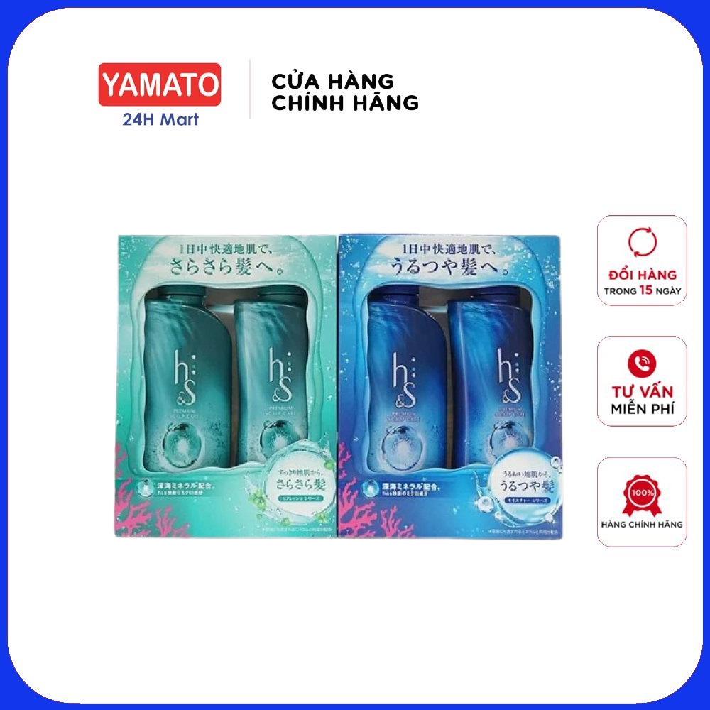 Set dầu gội và dầu xả h&s premium scalp care p&g nhật bản, dầu gội trị gàu, dầu gội dưỡng ẩm chăm sóc da, h&s shampoo & conditoner set refresh, h&s shampoo & conditoner set moisture