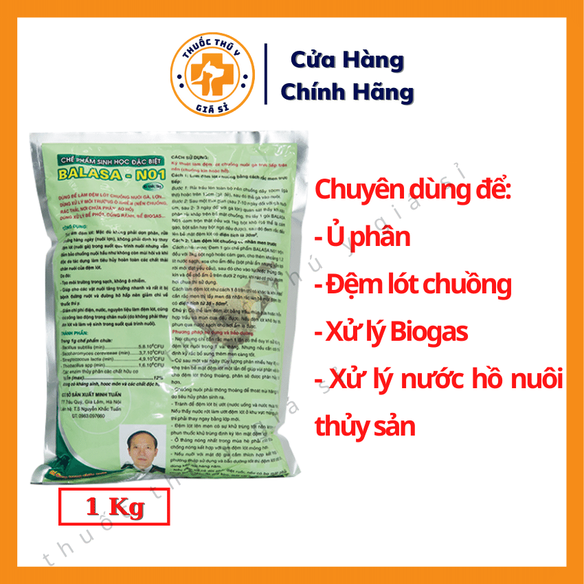 Chế Phẩm Sinh Học Balasa No1 1kg - Cung Cấp Men Vi Sinh Xử Lý Mùi Hôi Chuồng Trại Biogas Làm Đệm Lót Chuồng Phân Hủy Rác Phân - Thú Y Giá Sỉ