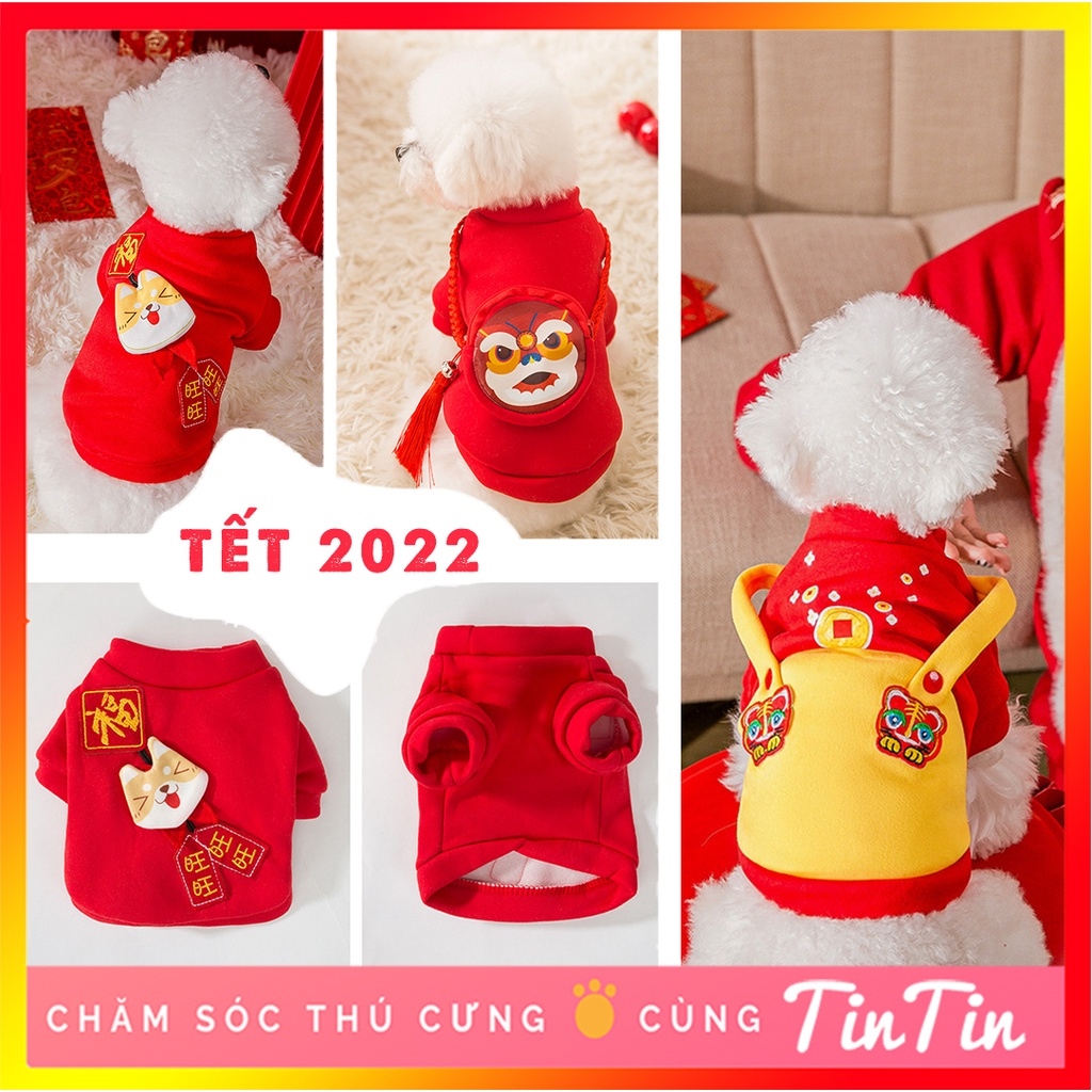 □卐❦  Quần Áo Tết Cho Chó Mèo 2022 Hoạ Tiết Nổi - Áo Mặc Tết Cho Thú Cưng  Tintin Pet Store